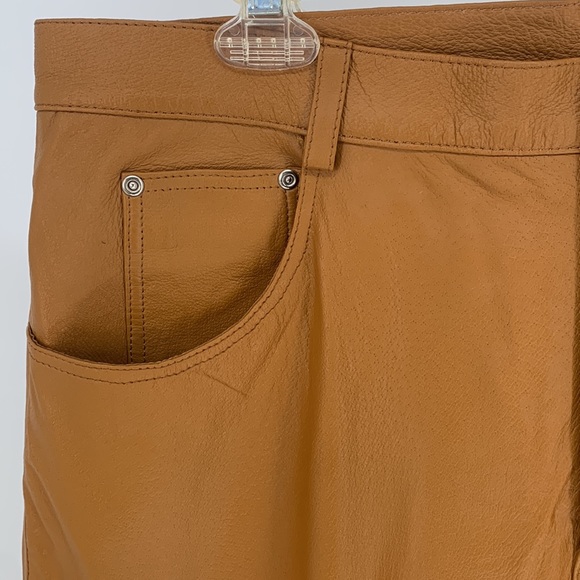 NWT Newport News Styleworks•Carmel Color Lined Leather Pants Sz18 - Picture 4 of 15